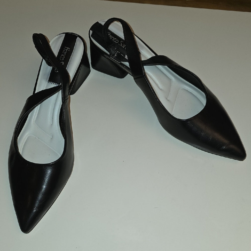 Franco Sarto Black Pointed Slingback Heels